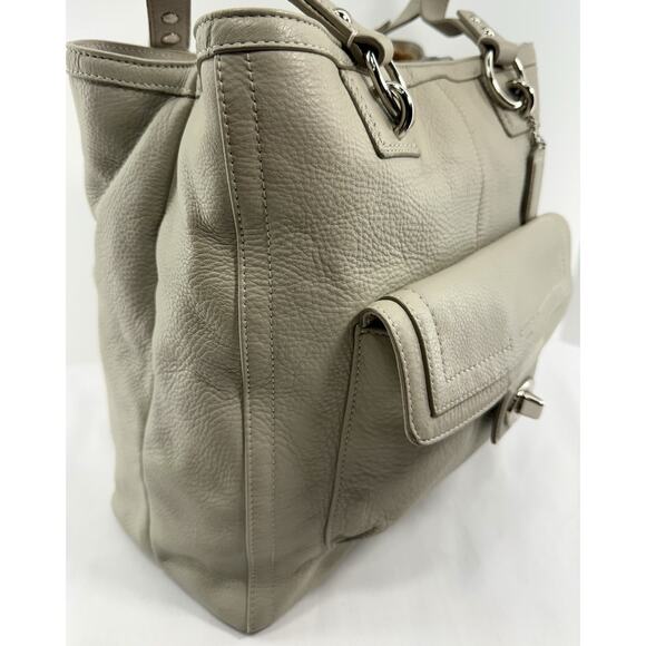 Coach Handbags - Coach Legacy Tote #19264 Leather Chalk Ivory‎ Pocket Shoulder Bag EUC